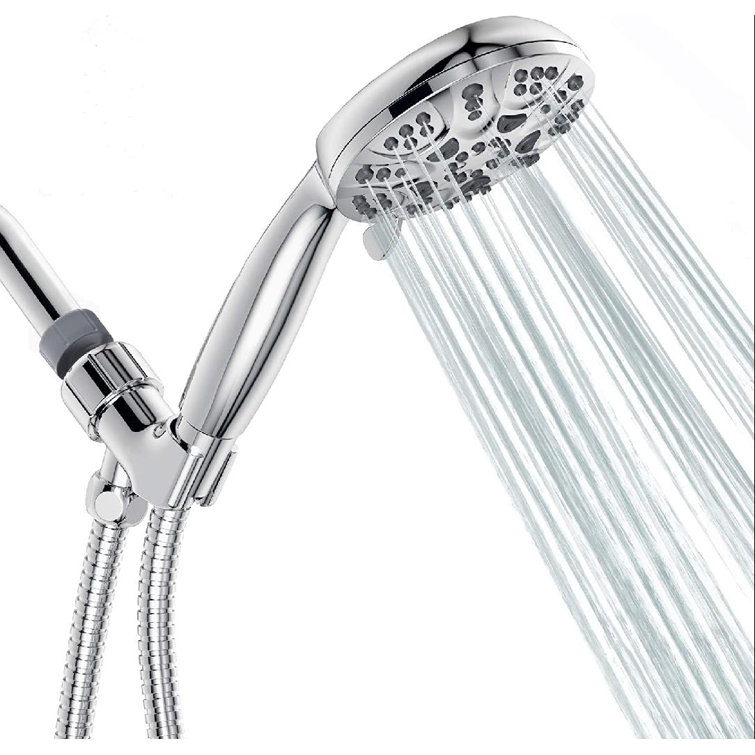 kingzone Handheld Shower Head High Pressure 6Setting Spray Detachable